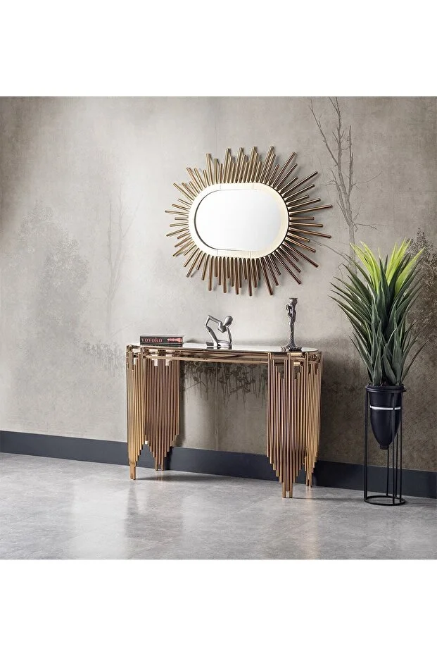 Aynalı Dresuar Takım Dresuar Pufsuz 140cm Ultra Lak Kaplama Konsol